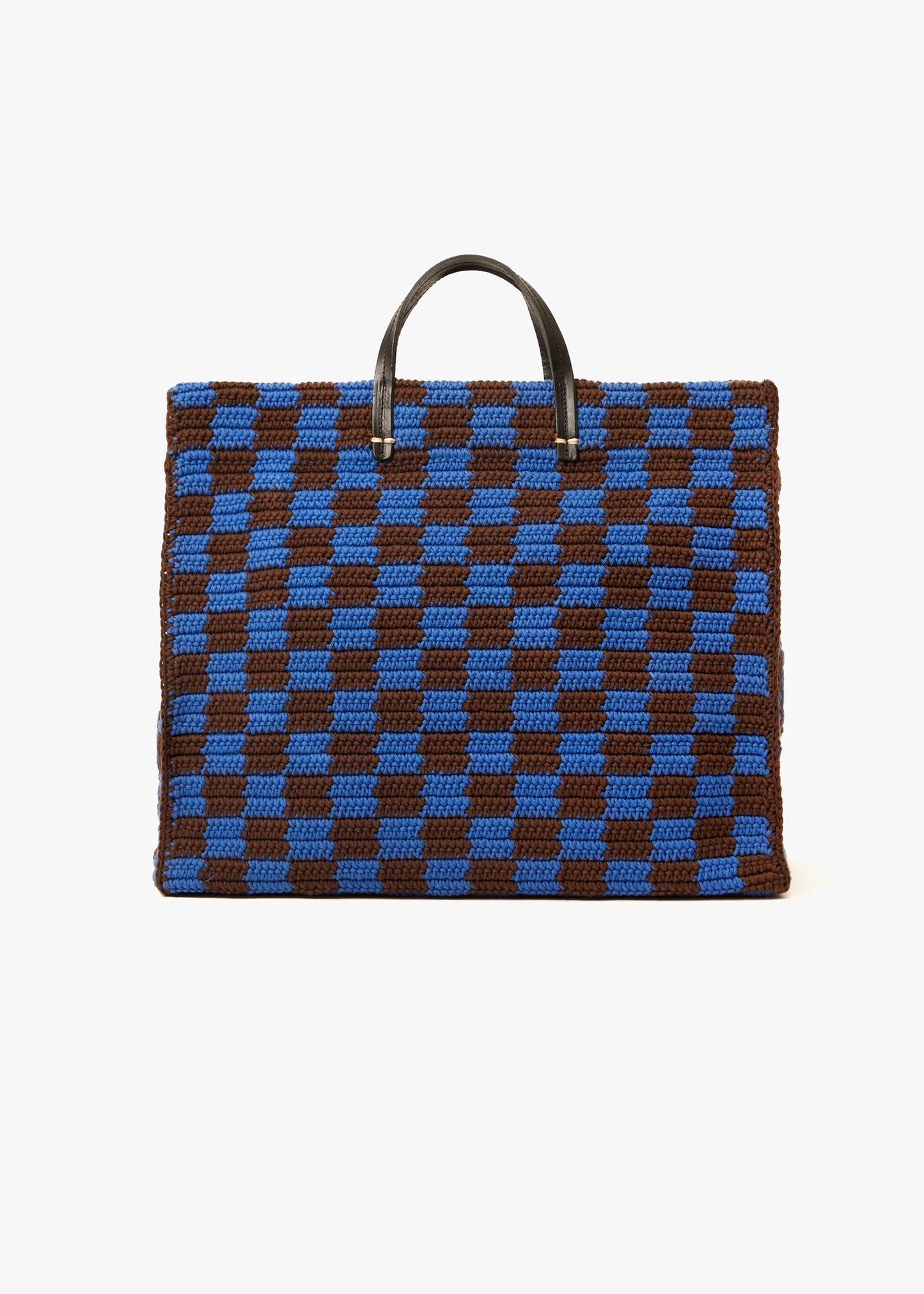 Clare-V-Summer-Simple-Tote-deep-blue-chocolate-checker
