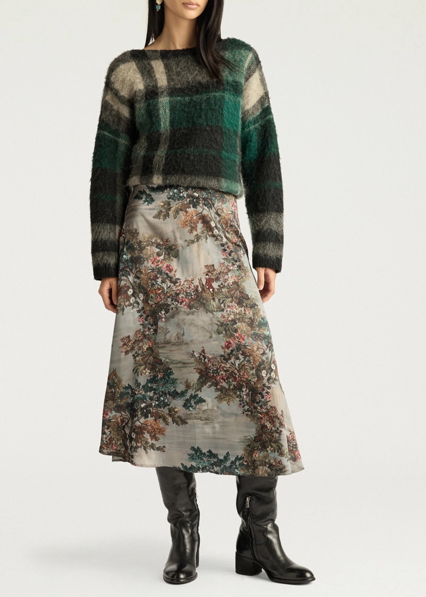 Momoni-HEBE-SKIRT-PRINTED-STRETCH-SATIN-MUD-MULTICOLOR