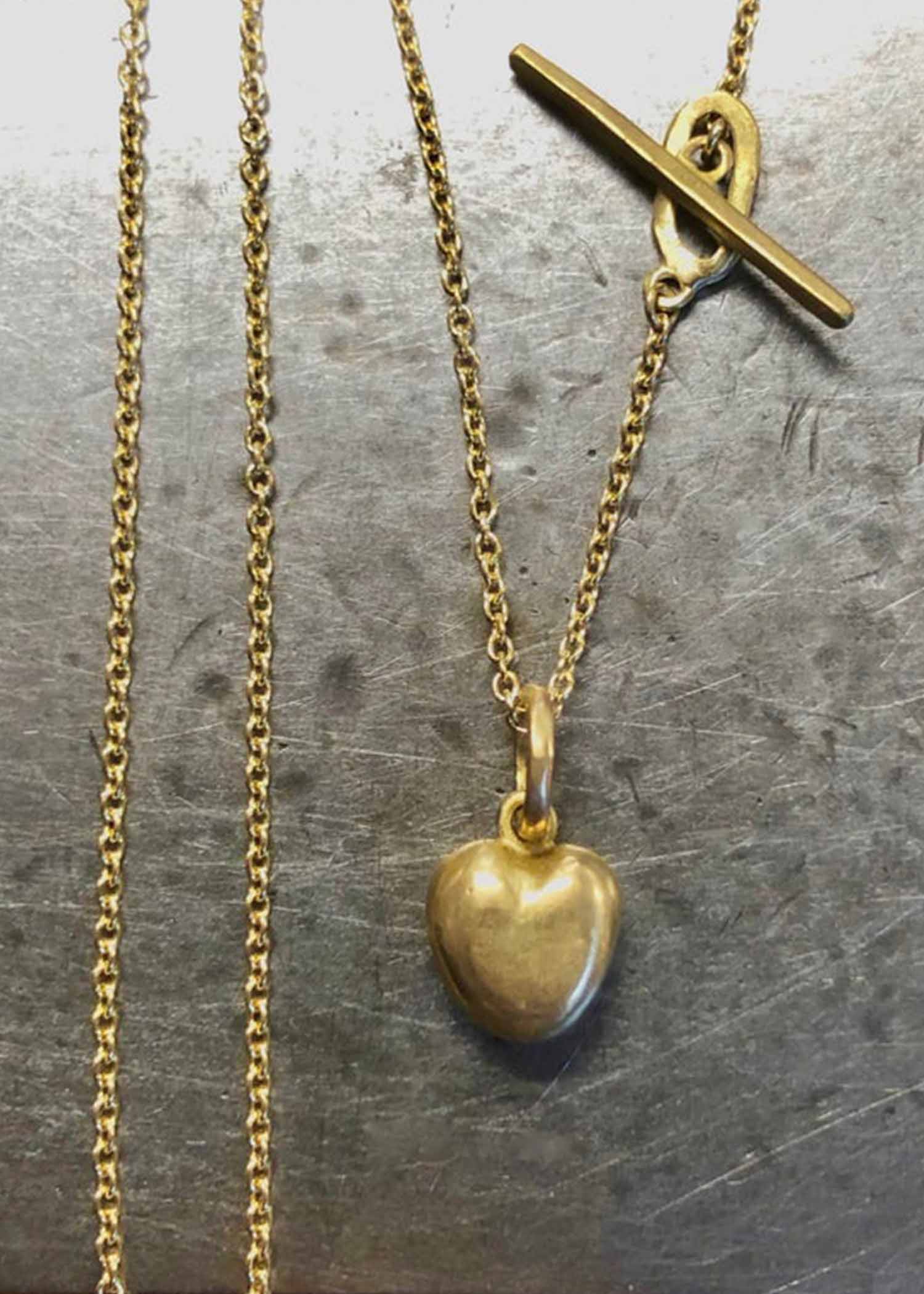 18K Solid Gold Heart on 20 Chain with Toggle / Heike Grebenstein Fine  Jewelry