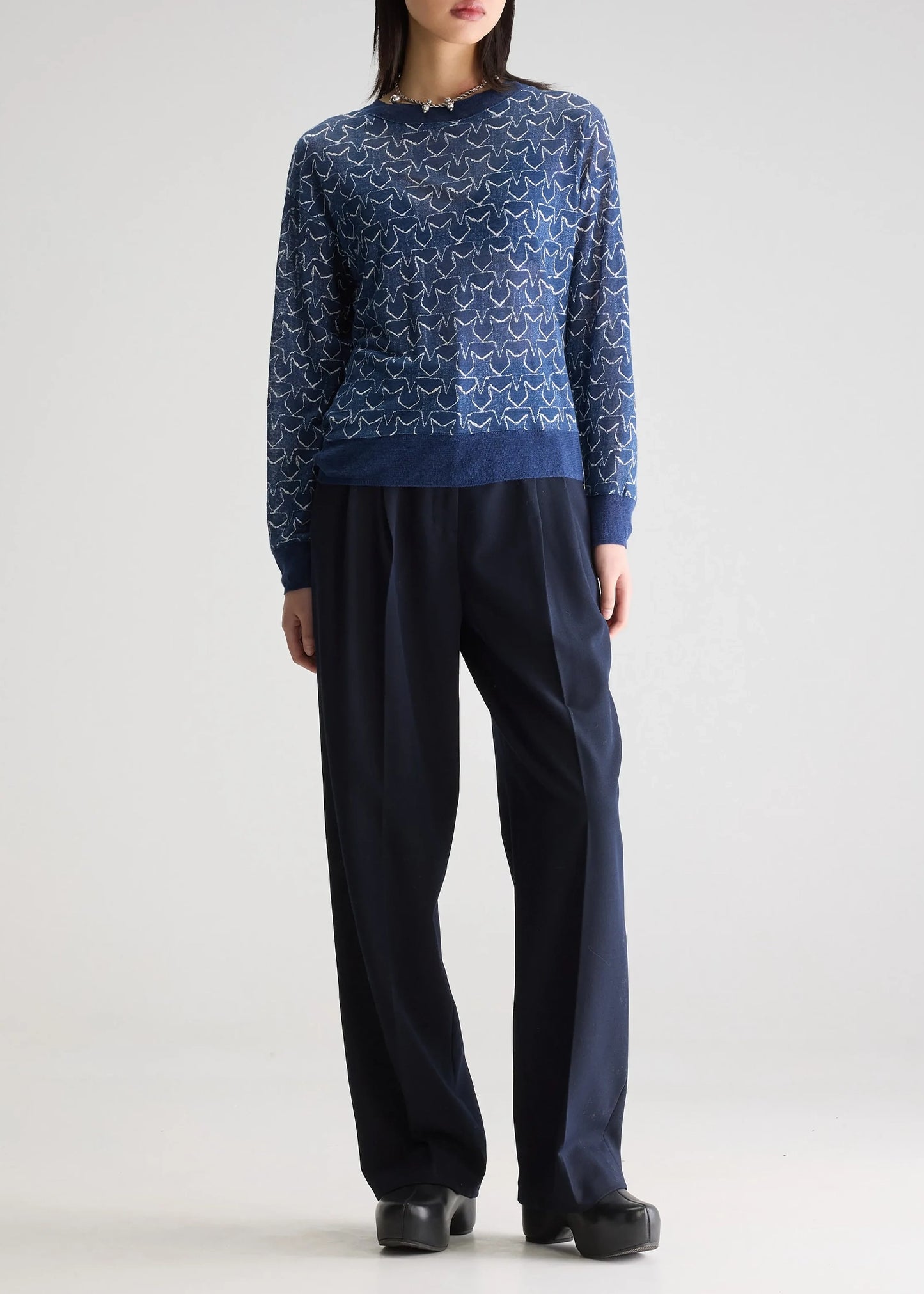 Bellerose-blue-star-printed-long-sleeved-t-shirt-senia