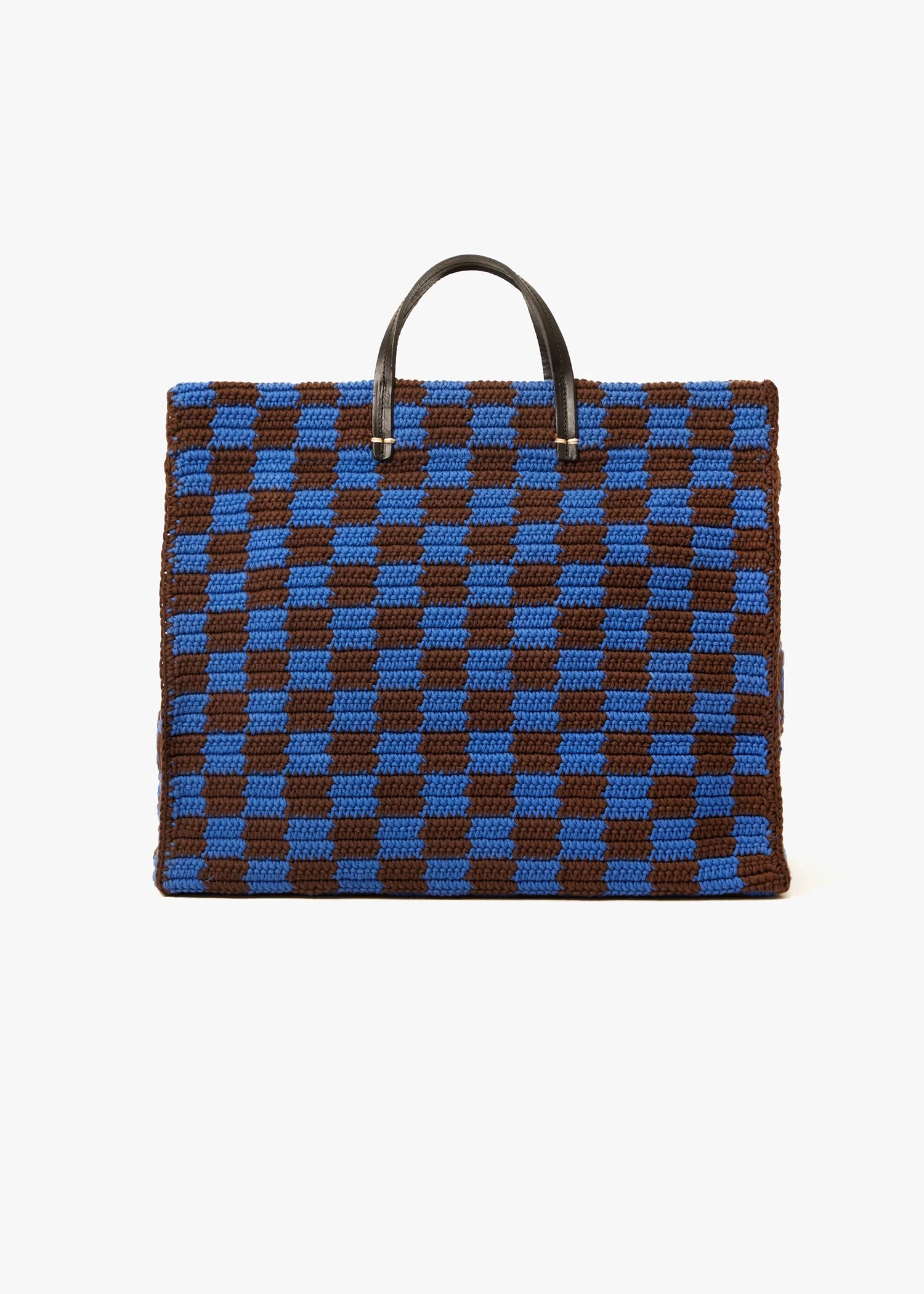 Clare-V-Summer-Simple-Tote-deep-blue-chocolate-checker