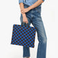 Clare-V-Summer-Simple-Tote-deep-blue-chocolate-checker