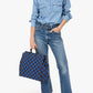Clare-V-Summer-Simple-Tote-deep-blue-chocolate-checker
