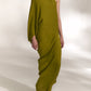 Cortana-Delore-gold-olive-asymmetrical-silk-dress