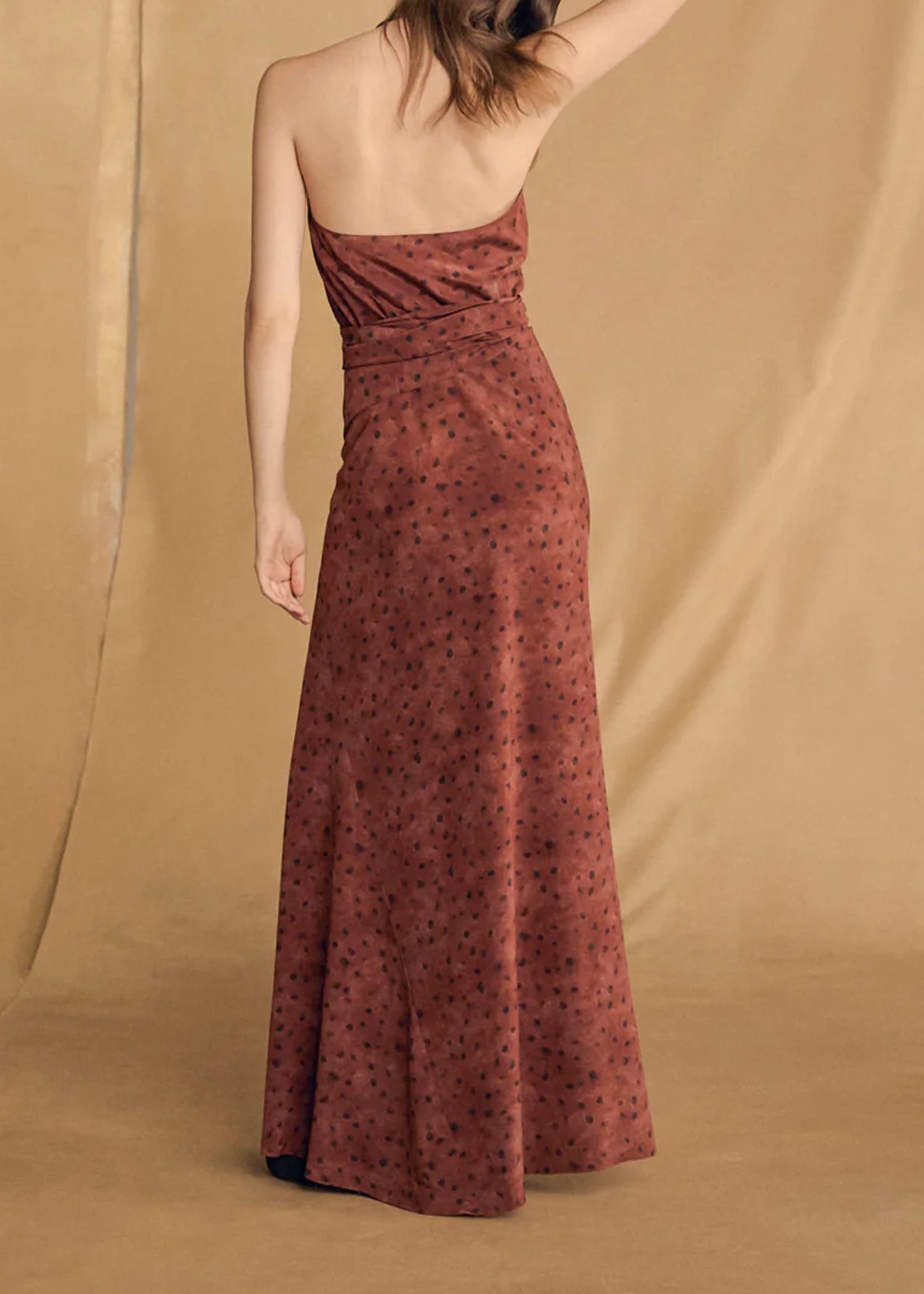 cortana red dress Cortana Net Sustain Martina Open-Back Draped Satin Maxi Wrap Dress In Red - 60% Off