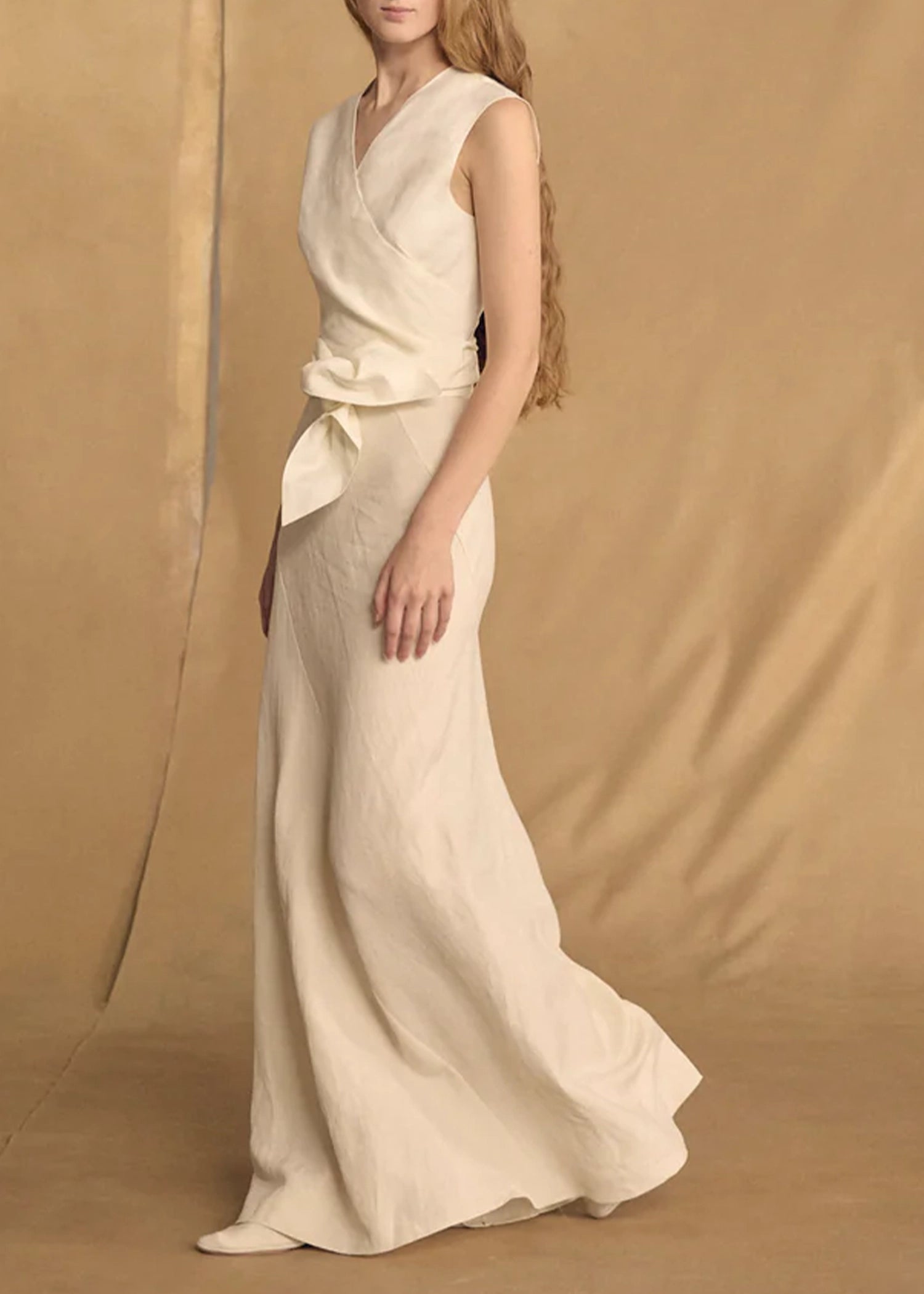 Cortana-Mona-Ivory-Linen-Silk-Skirt