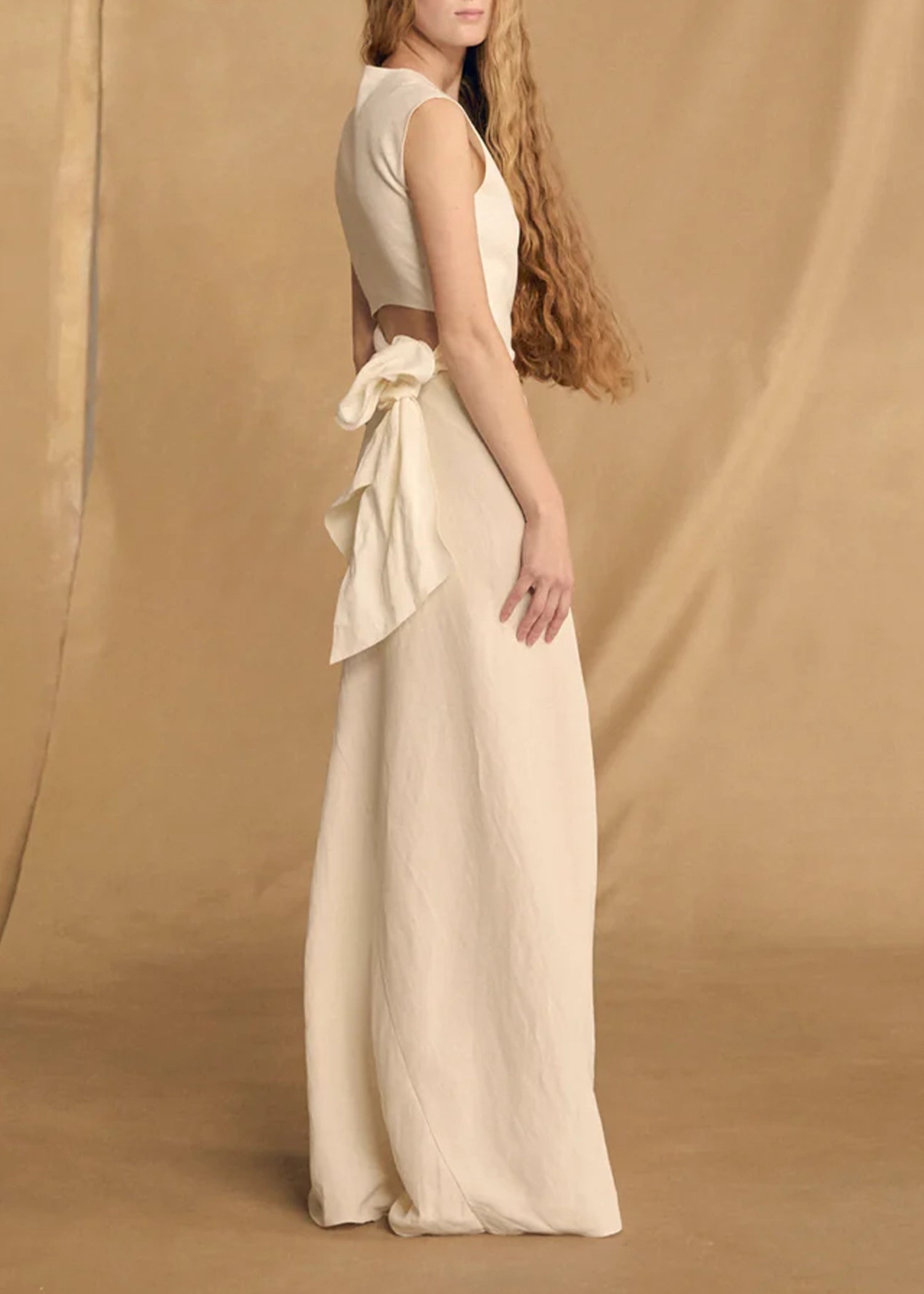 Cortana-Mona-Ivory-Linen-Silk-Skirt