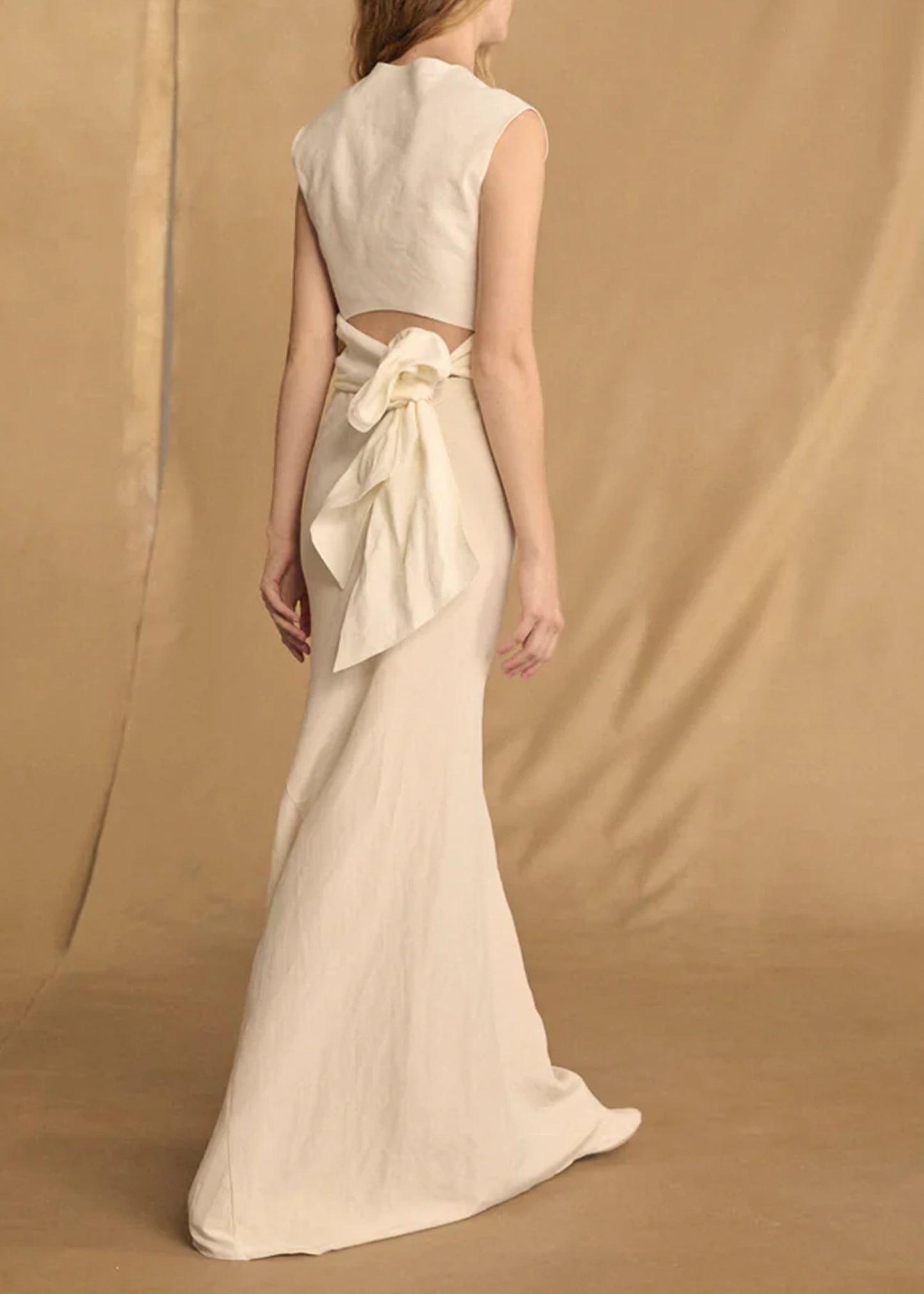 Cortana-Mona-Ivory-Linen-Silk-Skirt