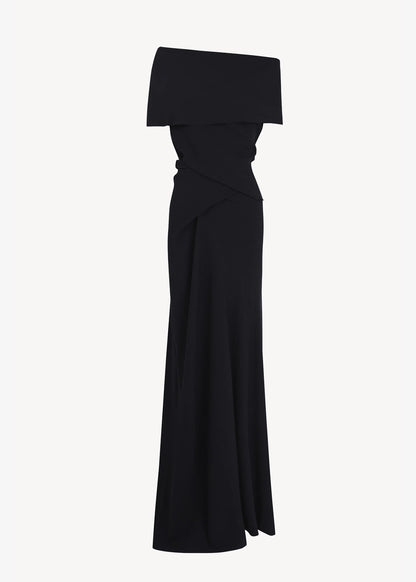 Cortana-Onara-pure-navy-stretch-silk-long-dress