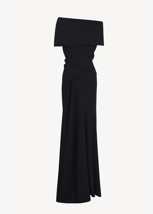Cortana-Onara-pure-navy-stretch-silk-long-dress