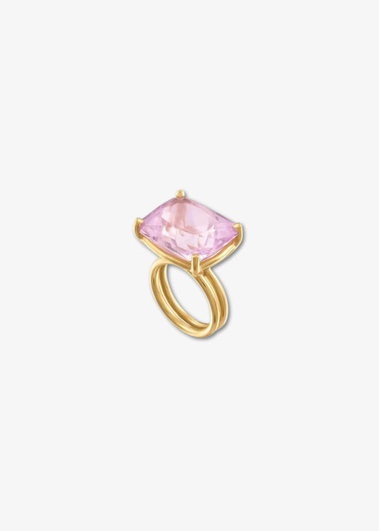 Dale Novick 30 Carat Kunzite Architectural Ring in 18k yellow gold