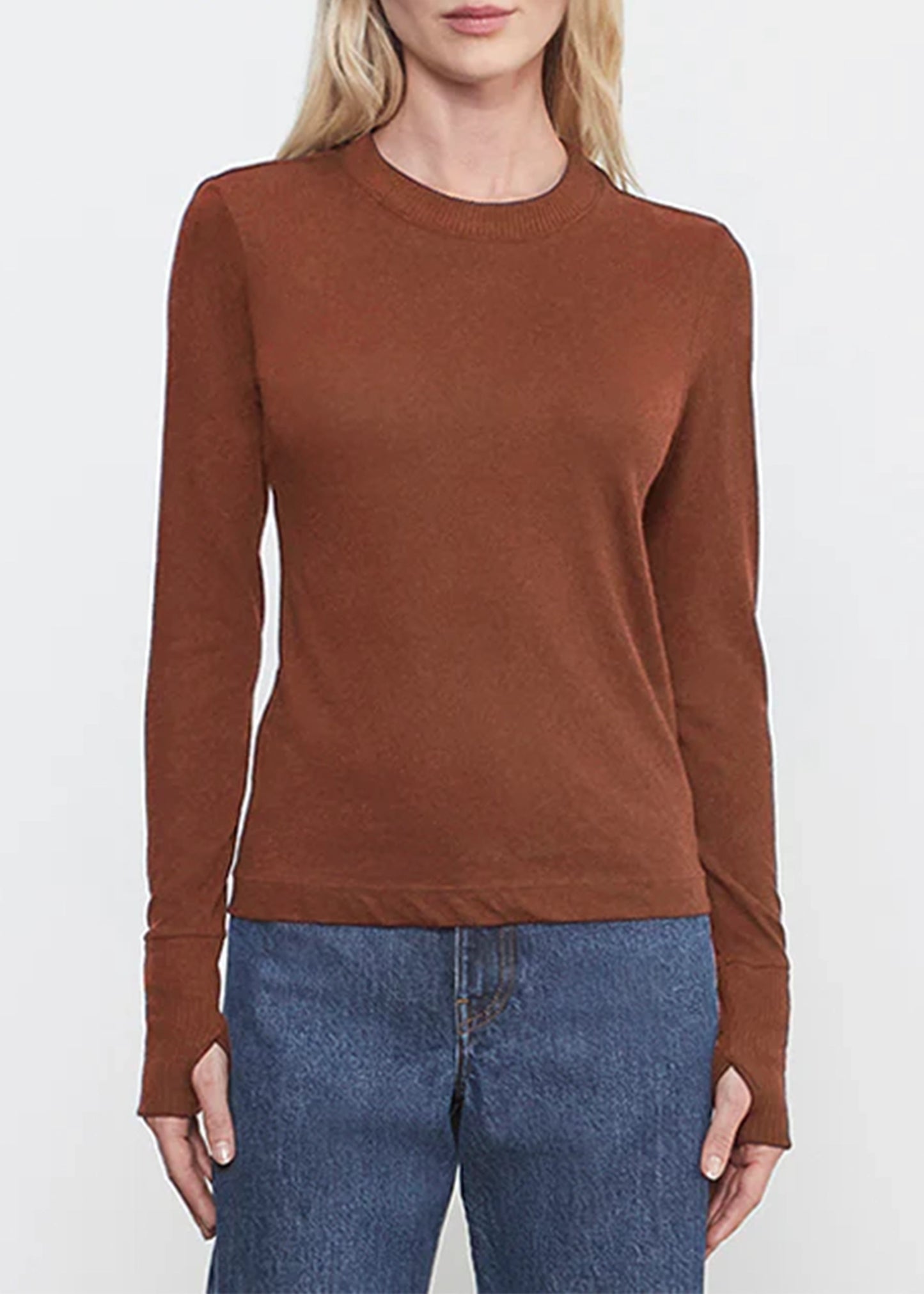 Enza-Costa-Easy-Cuffed-Crew-Nutmeg