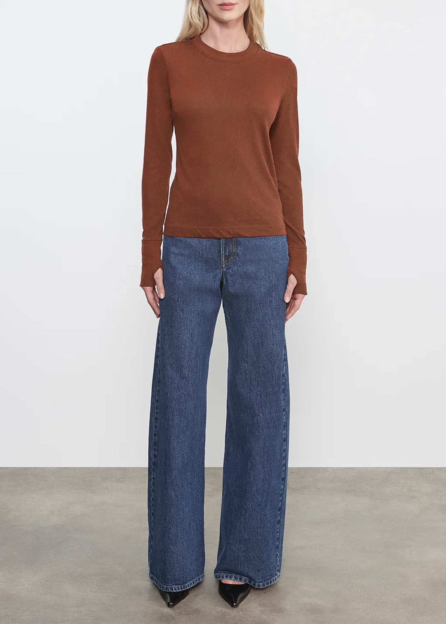 Enza-Costa-Easy-Cuffed-Crew-Nutmeg