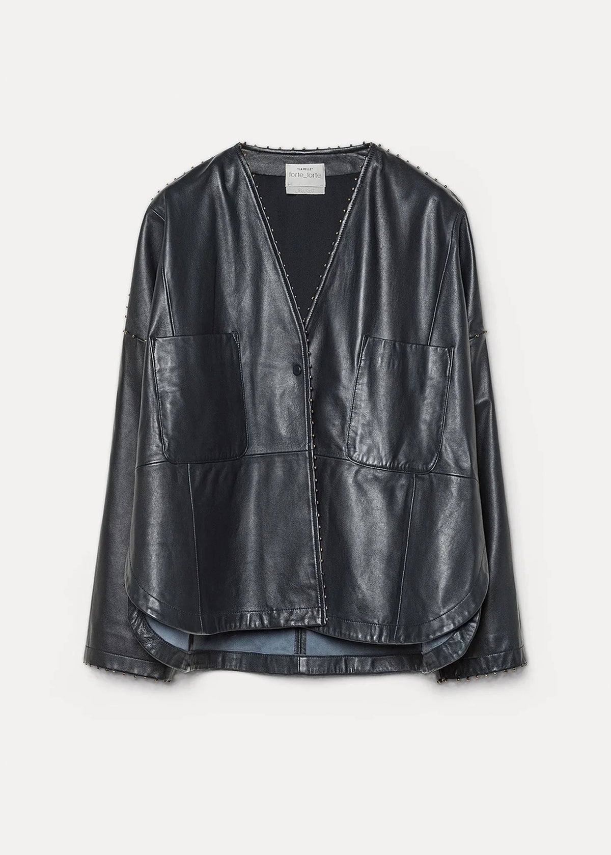 Forte-Forte-beaded-nappa-leather-kimono-jacket-petrole