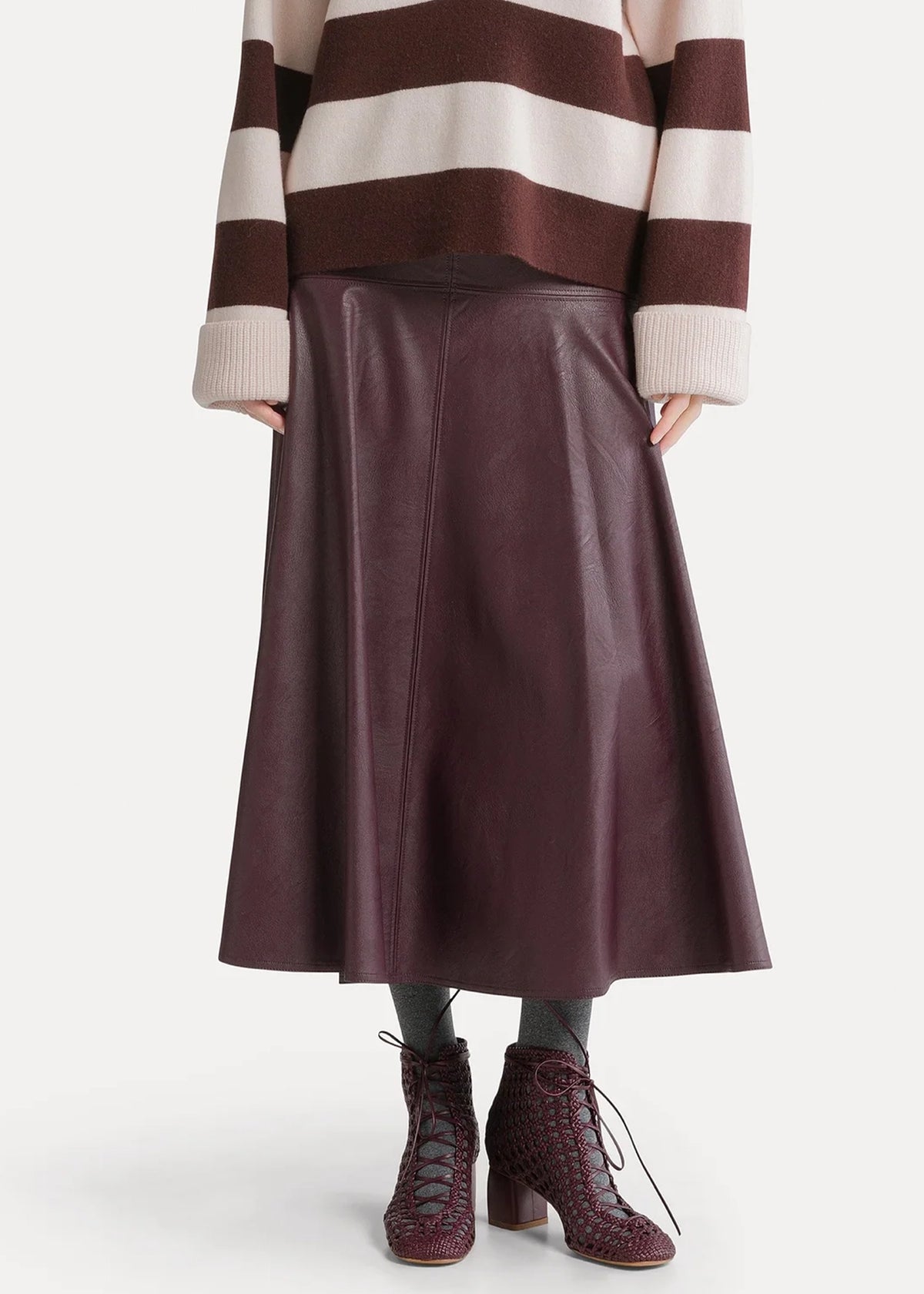 Forte-Forte-leather-look-midi-skirt-bordeaux