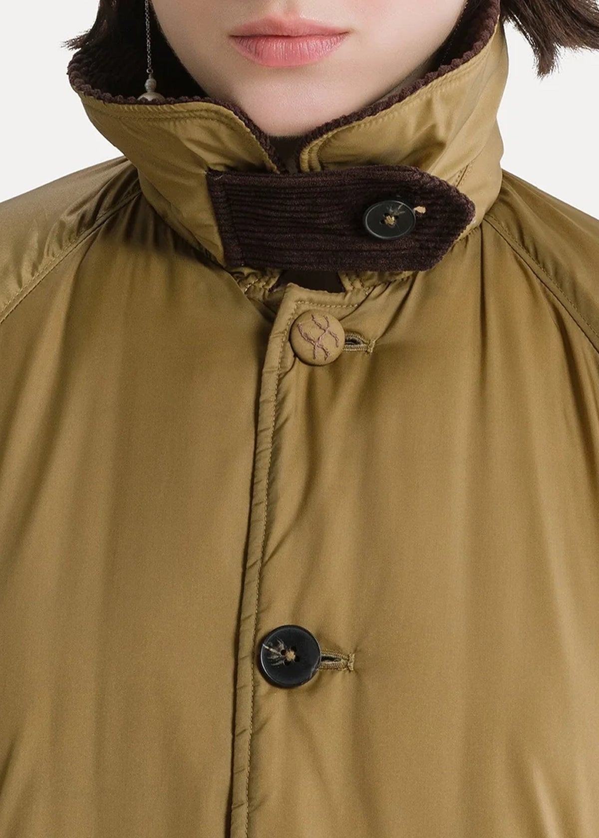 Forte-Forte-nylon-midi-british-jacket-with-corduroy-details