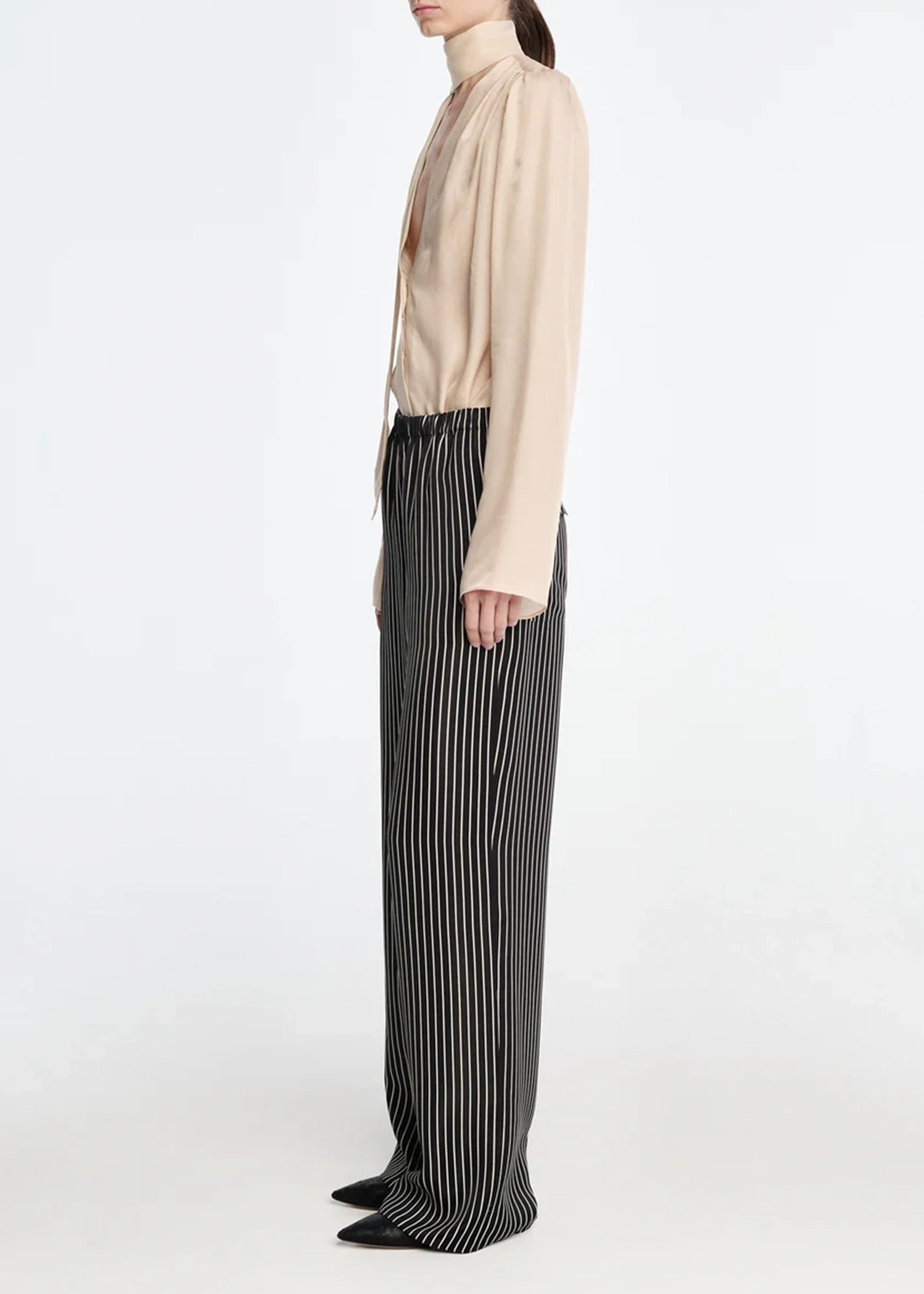 Maria-McManus-V-Neck-Scarf-Blouse-Eggshell