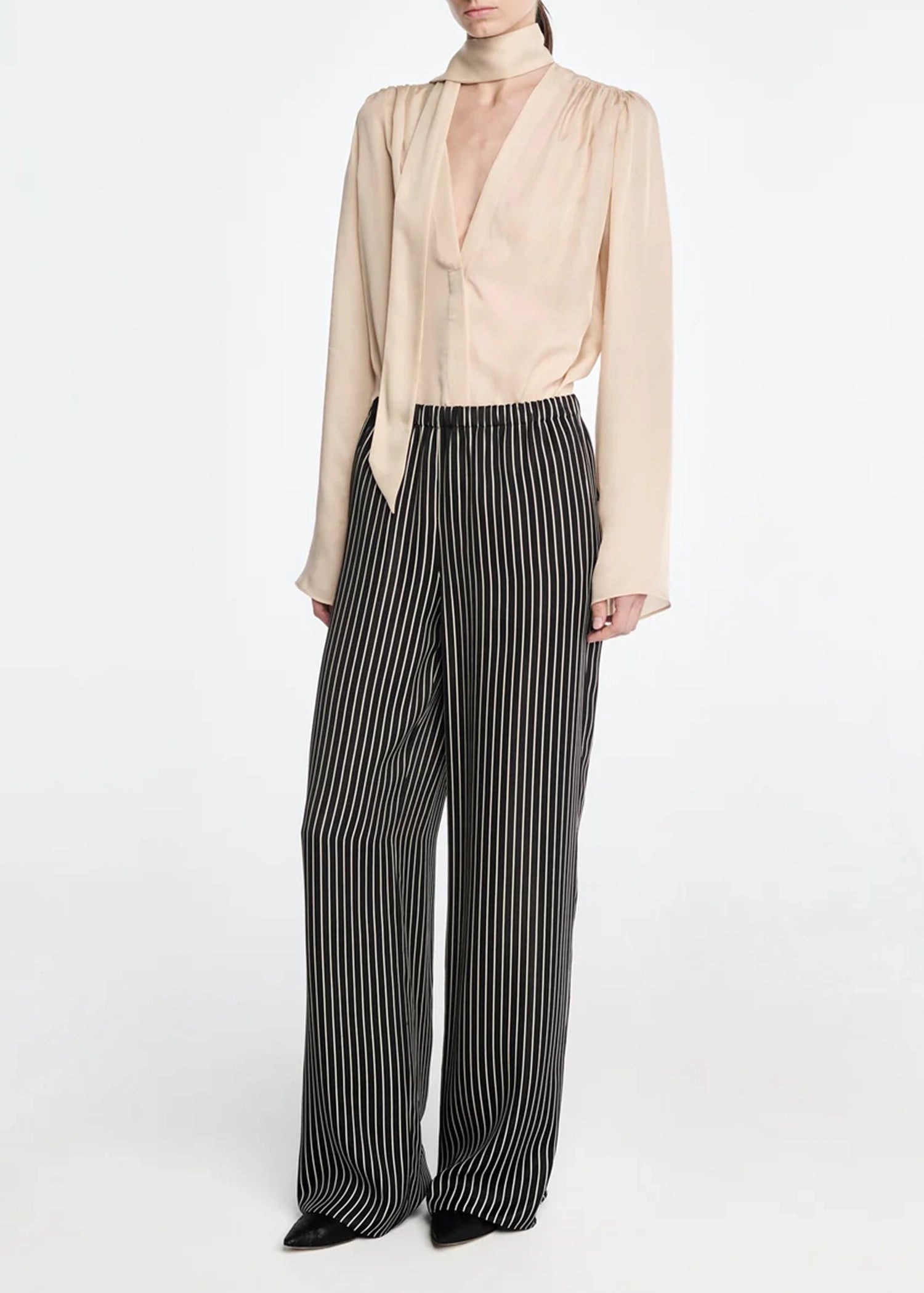 Maria-McManus-V-Neck-Scarf-Blouse-Eggshell