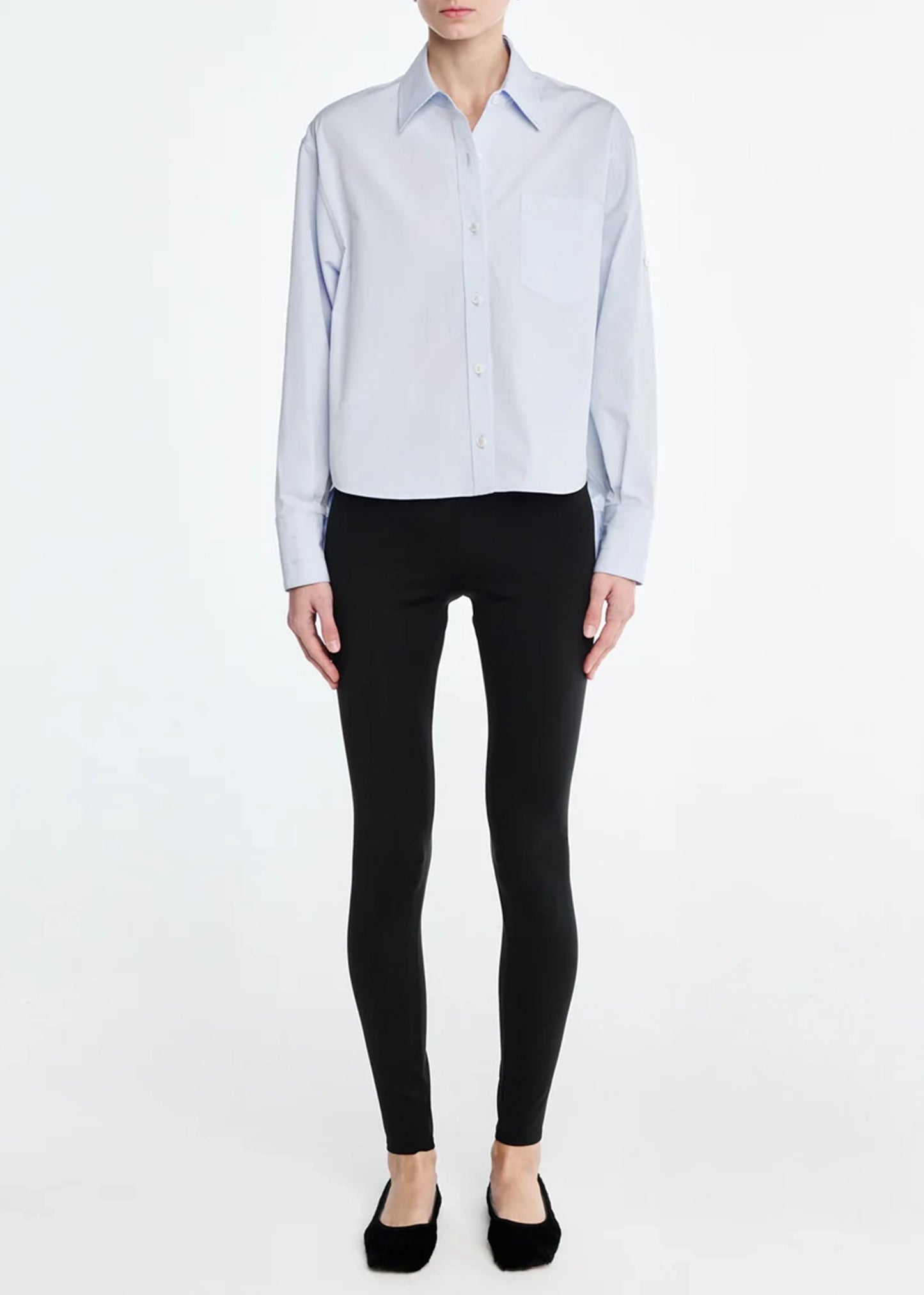 Maria-Mcmanus- Button Sleeve-Crop-Shirt-Sky-Blue