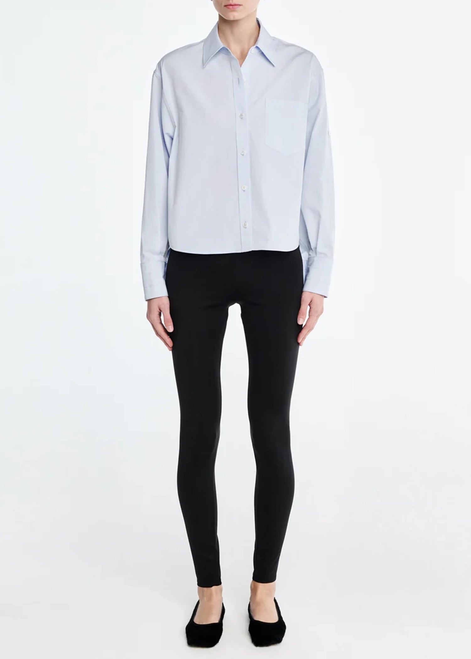 Maria-Mcmanus- Button Sleeve-Crop-Shirt-Sky-Blue