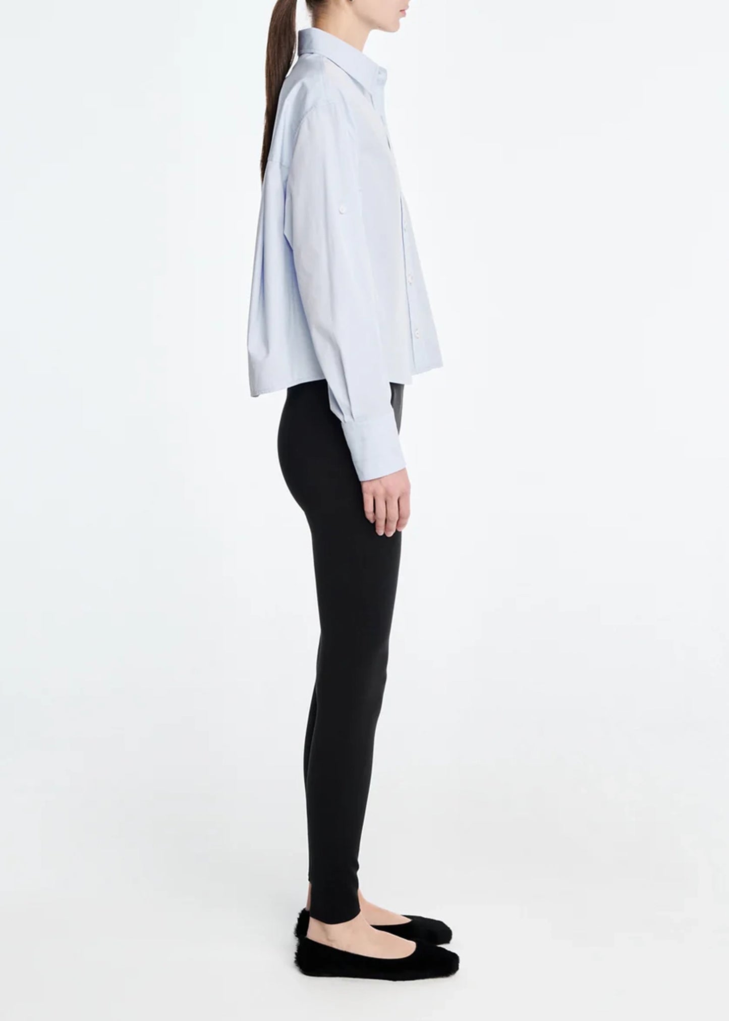 Maria-Mcmanus- Button Sleeve-Crop-Shirt-Sky-Blue