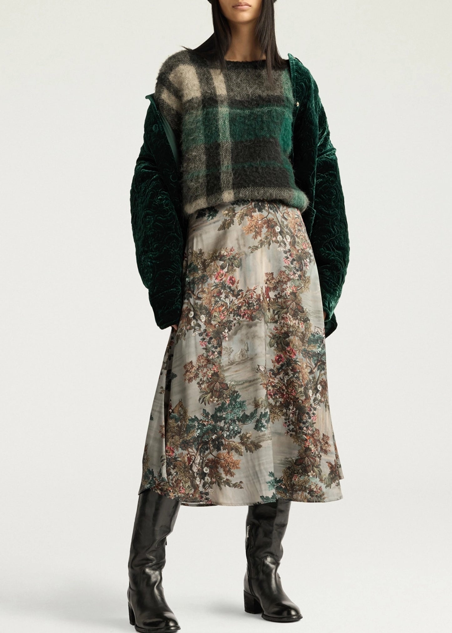 Momoni-HEBE-SKIRT-PRINTED-STRETCH-SATIN-MUD-MULTICOLOR