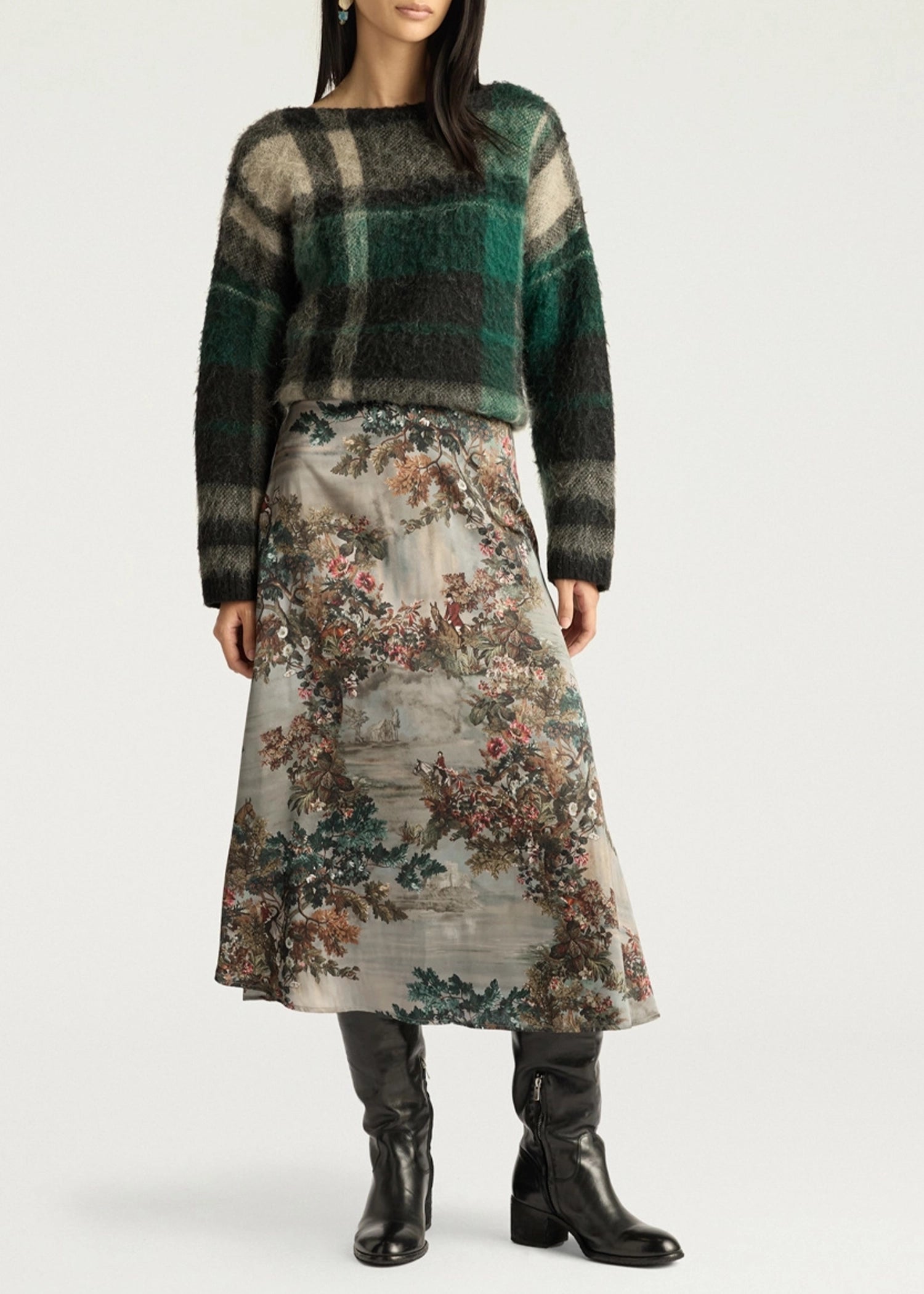 Momoni-HEBE-SKIRT-PRINTED-STRETCH-SATIN-MUD-MULTICOLOR