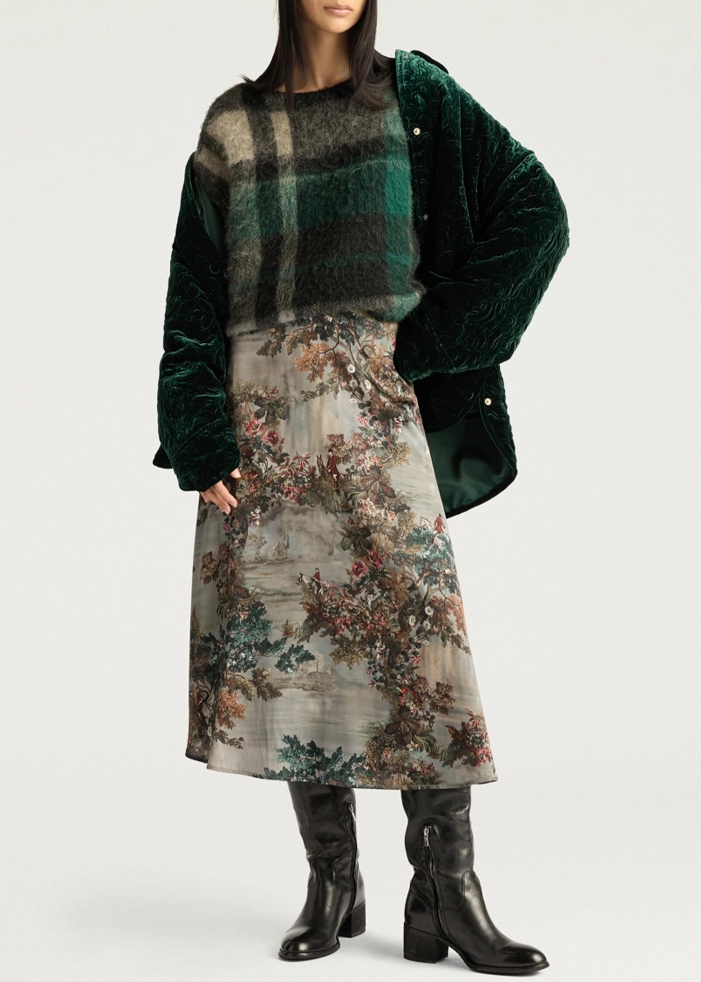 Momoni-HEBE-SKIRT-PRINTED-STRETCH-SATIN-MUD-MULTICOLOR