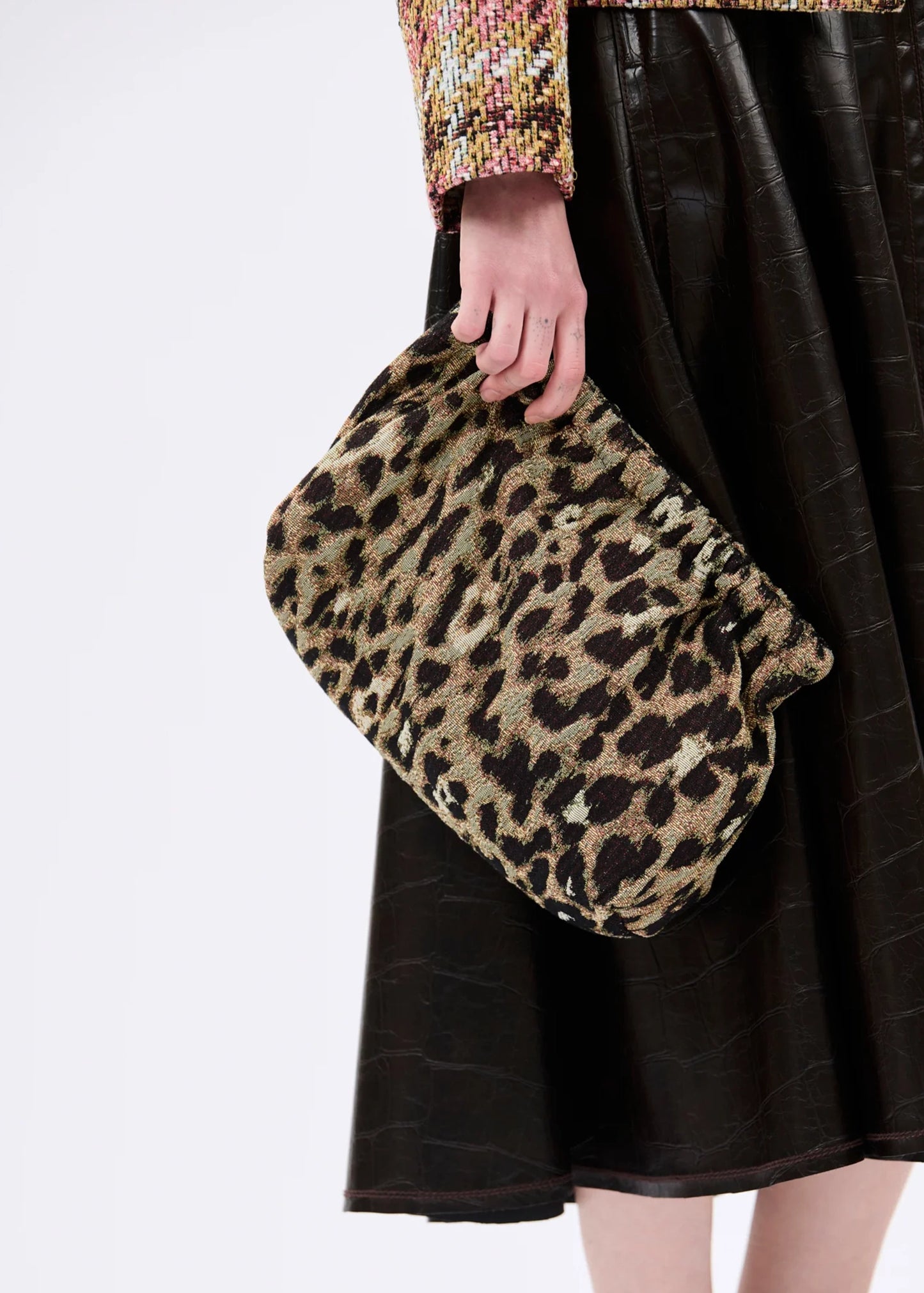 Odeeh-Jacquard-Leo-Clutch-Brown-Olive