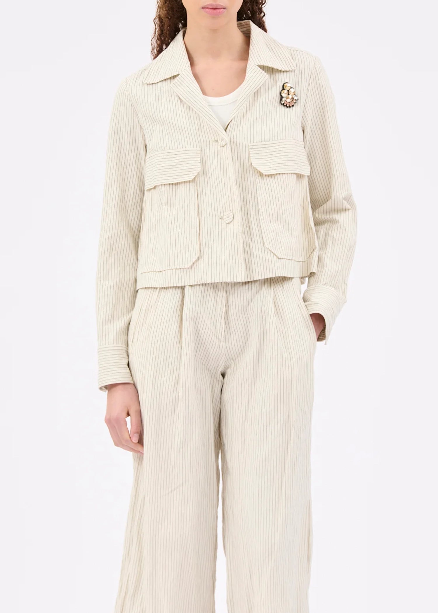 Odeeh-Pin-Stripe-Gabardine-Jacket-Ivory