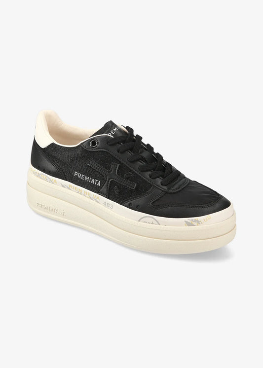 Premiata-Micol-Womens-Black-Leather-Nylon-Double-Platform-Sneaker