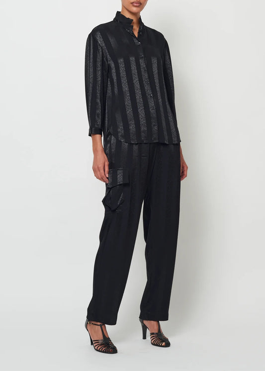 Raquel-Allegra-Satin-Stripe-Lauren-Blouse-black