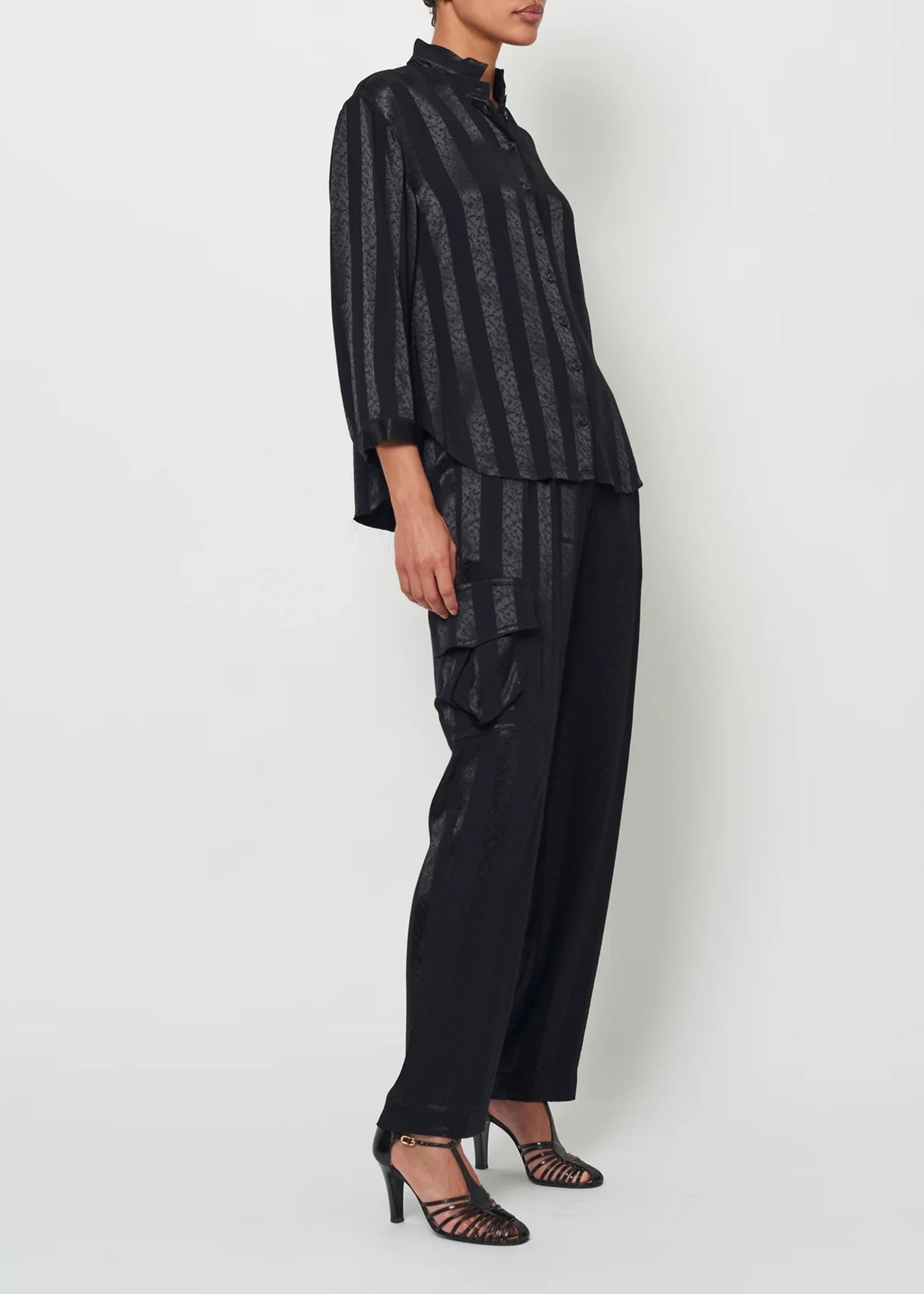 Raquel-Allegra-Satin-Stripe-Lauren-Blouse-black