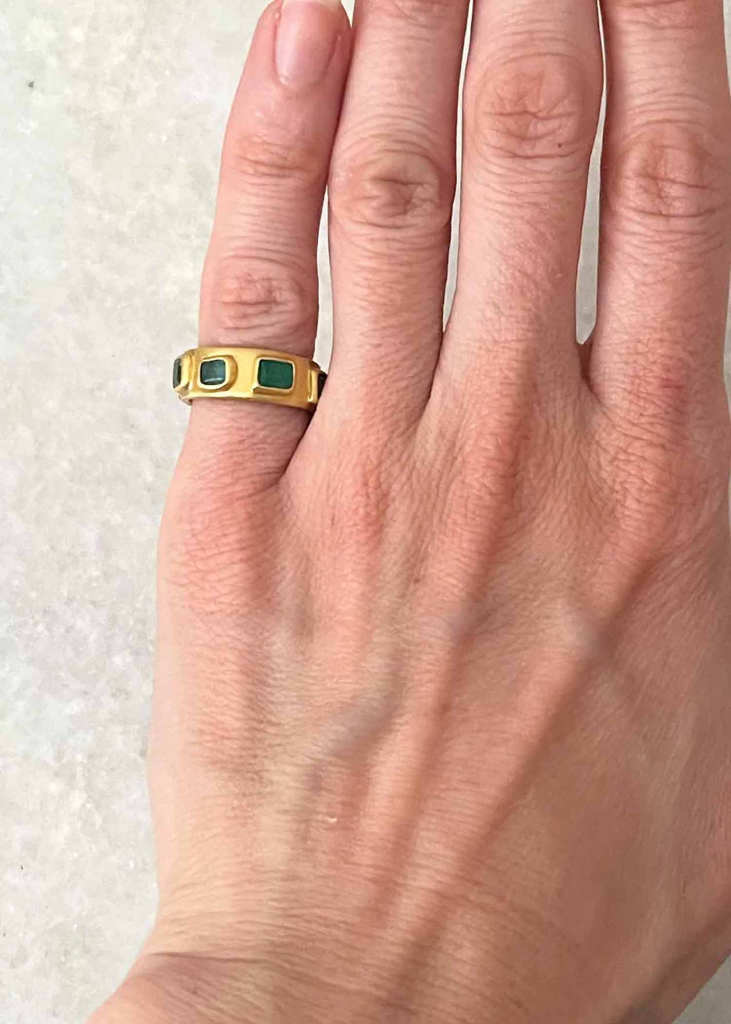 heike-rectangular-8-columbian-emeralds-ring-size-4 | Jewelry | Heike Grebenstein