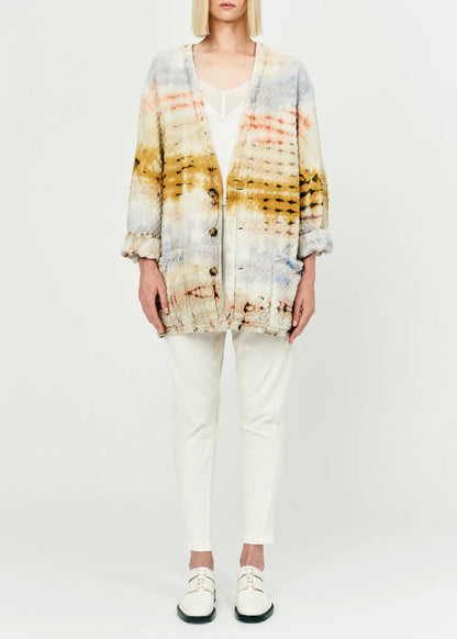 Raquel Allegra_Red Yellow Cliffs Tie Dye Chama River Quilted Cotton Overcoat