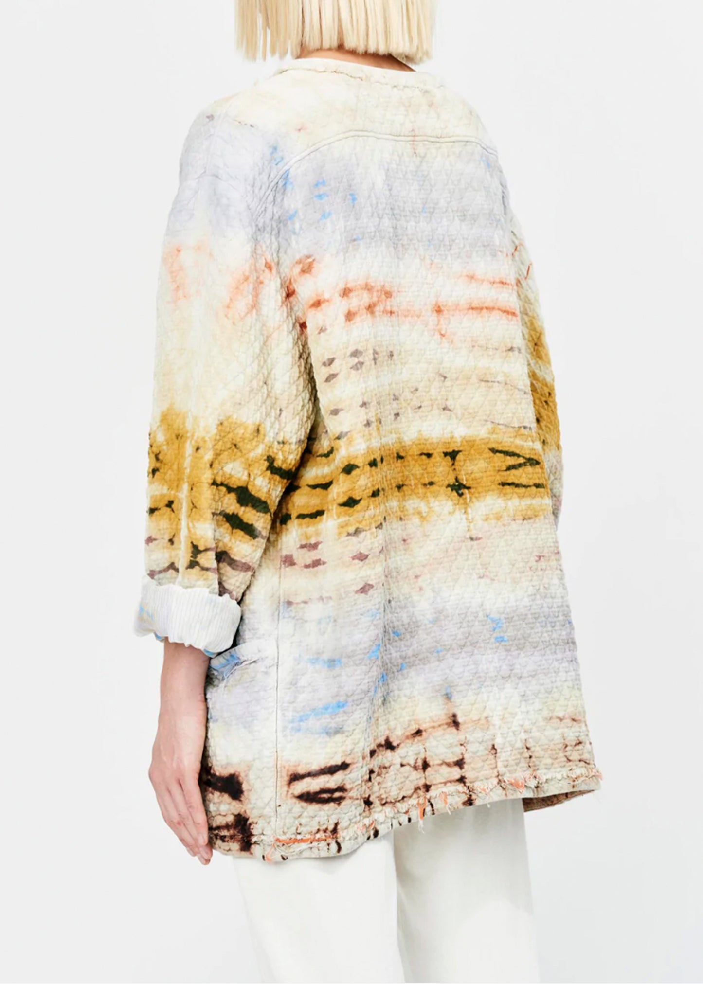 Raquel Allegra_Red Yellow Cliffs Tie Dye Chama River Quilted Cotton Overcoat