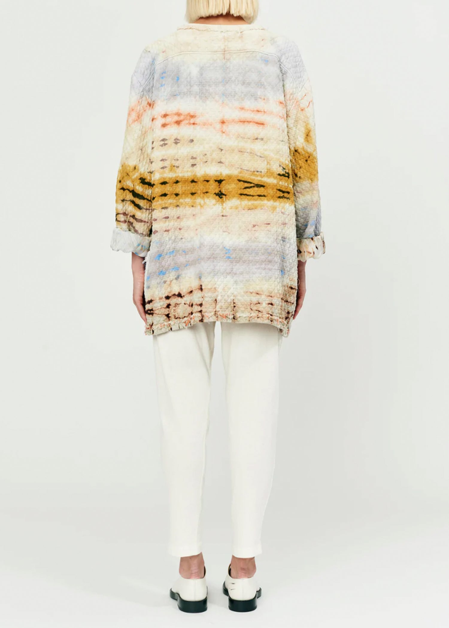 Raquel Allegra_Red Yellow Cliffs Tie Dye Chama River Quilted Cotton Overcoat